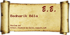 Bednarik Béla névjegykártya